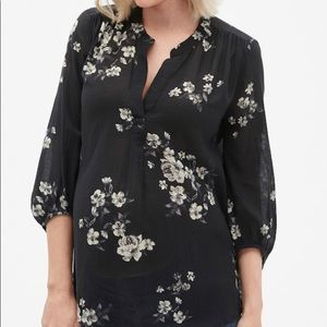 Maternity Floral Print Split-Neck Blouse